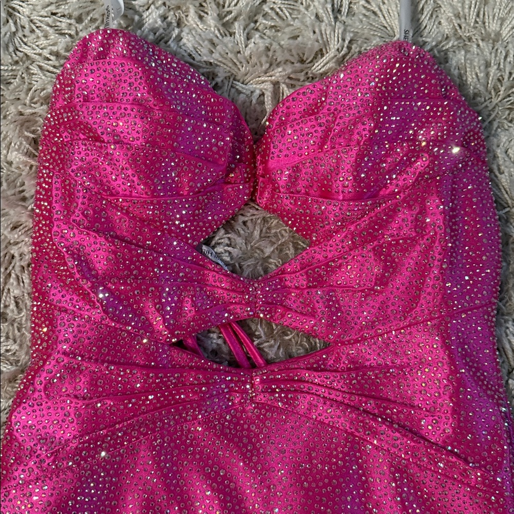 Sherri Hill Pink Glitter Dress - Picture 7 of 8